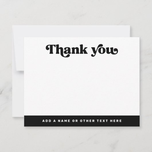 レトロフォント白黒任意の空白の色感謝していあなた ノートカード (正面)