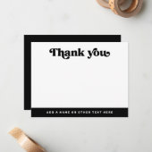 レトロフォント白黒任意の空白の色感謝していあなた ノートカード (正面/裏面インサイチュ)