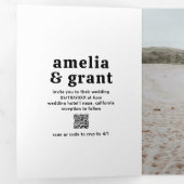 レトロフォント白黒QRコードフォト結婚ズ 三つ折り招待状 (内部最初)