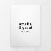 レトロフォント白黒QRコードフォト結婚ズ 三つ折り招待状 (カバー)