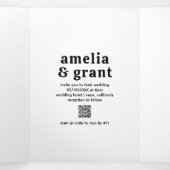 レトロフォント白黒QRコードフォト結婚ズ 三つ折り招待状 (内部中)