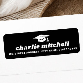 レトロフォント目盛りキャップブラック差出人住所 ラベル