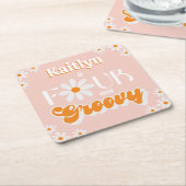 レトロフォーエバーグルービーガールズ4th誕生日 スクエアペーパーコースター (アングル)