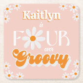 レトロフォーエバーグルービーガールズ4th誕生日 スクエアペーパーコースター (正面)