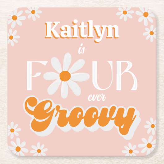 レトロフォーエバーグルービーガールズ4th誕生日 スクエアペーパーコースター (正面)