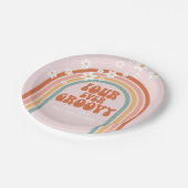 レトロフォーエバーグルービーデイジーレインボー4th誕生日 ペーパープレート (アングル)