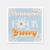 レトロフォーエバーグルービーボーイズ4歳の誕生日 スタンダードカクテルナプキン (正面)