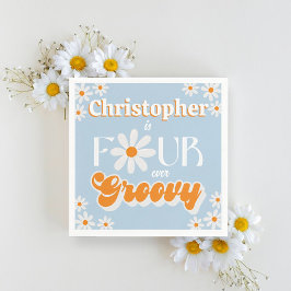 レトロフォーエバーグルービーボーイズ4歳の誕生日 スタンダードカクテルナプキン