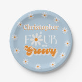 レトロフォーエバーグルービーボーイズ4歳の誕生日 ペーパープレート (正面)