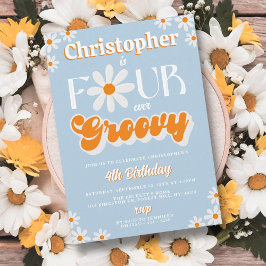 レトロフォーエバーグルービーボーイズ4歳の誕生日 招待状