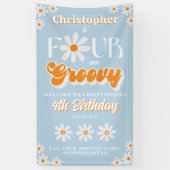 レトロフォーエバーグルービーボーイズ4thバースデーウェルカム 横断幕 (縦)