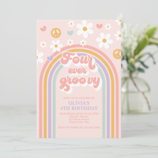 レトロフォーエバーグルーヴィレインボー4th誕生日 招待状 (スタンド正面)