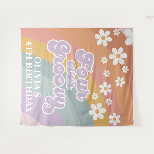 レトロフォーエバーグルーヴィレインボー タペストリー (正面(横))