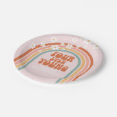 レトロフォーエバーヤングデイジーレインボー4th誕生日 ペーパープレート (アングル)