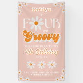 レトロフォーエバーGroovy女の子4th誕生日へようこそ 横断幕 (縦)