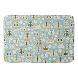 レトロフォークアートバタフライ バスマット