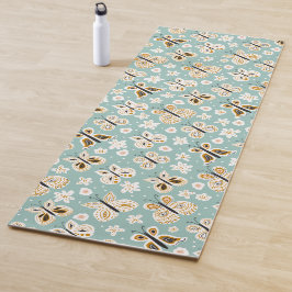 レトロフォークアートバタフライ ヨガマット