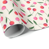レトロフォークアートベリーさくらんぼオンクリーム ラッピングペーパー (ロールコーナー)