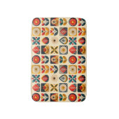 レトロフォーク花の暖色模様 バスマット (正面縦)