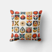 レトロフォーク花柄鮮やか色 クッション (裏面)