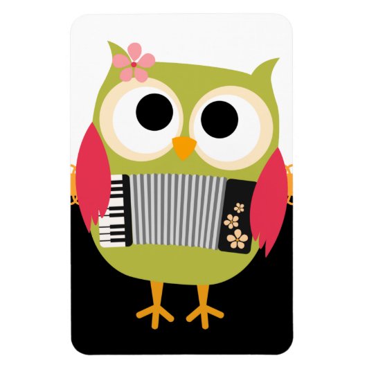 レトロフクロウとアコーディオン – かわいい! マグネット (縦)