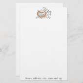 レトロフクロウパーソナライズされた文具 便箋 (正面/裏面)