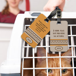 レトロフクロウ編デザインペットキャリアラベル ラゲッジタグ