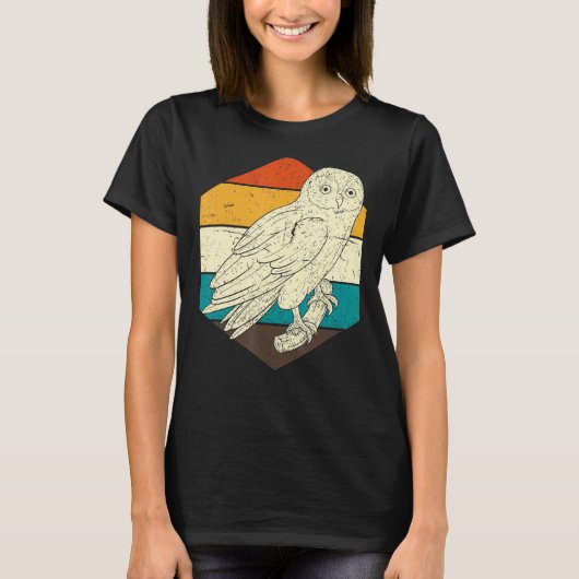 レトロフクロウ賢鳥林動物フクロウ Tシャツ (正面)