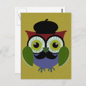 レトロフクロウ(口ひげ) ポストカード (正面/裏面)