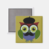 レトロフクロウ（口ひげ） マグネット (正面/裏面)