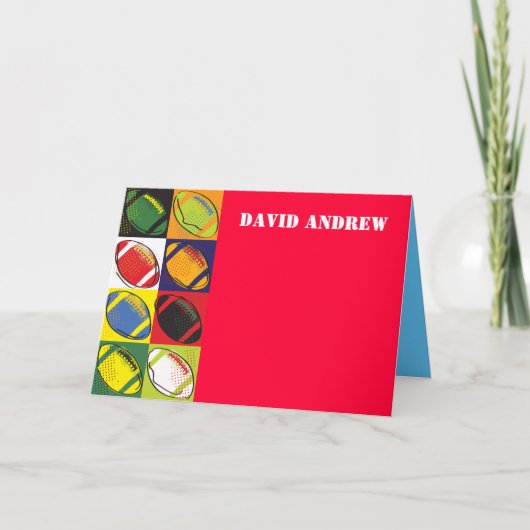 レトロフットボールをテーマにしたサンキューカード ノートカード (正面)