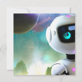 レトロフューチャリスティックで親しみやすいロボットキャラクター 招待状