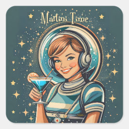 レトロフューチャリスティック アストロ ガール マティーニ タイム スクエアシール