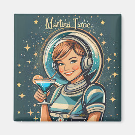 レトロフューチャリスティック アストロ ガール マティーニ タイム マグネット
