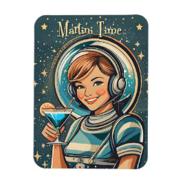 レトロフューチャリスティック アストロ ガール マティーニ タイム マグネット