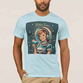 レトロフューチャリスティック アストロ ガール マティーニ タイム Tシャツ
