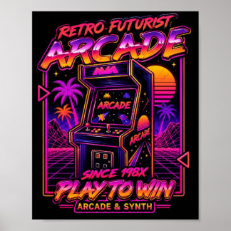 レトロフューチャリスト アーケード シンスウェーブ ネオン ゲームポスター ポスター