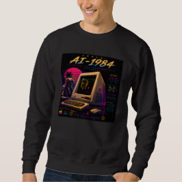 レトロフューチャーなAIロボットコンピュータのVaporwaveネオン スウェットシャツ