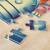 レトロフューチュリズムSF女性 ジグソーパズル (側面)