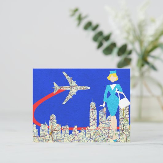 レトロフライト付き添い人はがき ポストカード (スタンド正面)