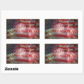 レトロフラグと花火 長方形シール (シート)