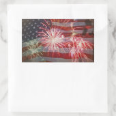 レトロフラグと花火 長方形シール (バッグ)