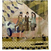 レトロフラッパーズインパリスシャワーカーテン シャワーカーテン (正面)