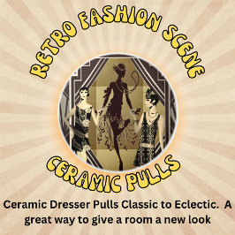 レトロフラッパーダンサーズブラック金ゴールド セラミックノブ