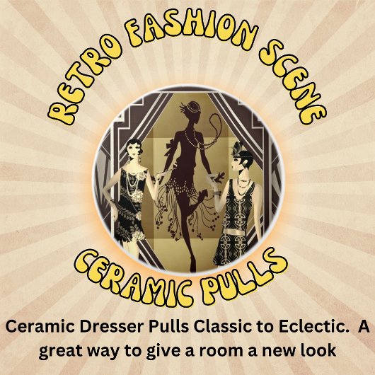 レトロフラッパーダンサーズブラック金ゴールド セラミックノブ