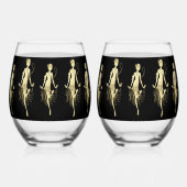 レトロフラッパーブラックバックグラウンド ステムなしワイングラス (正面)