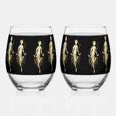 レトロフラッパーブラックバックグラウンド ステムなしワイングラス (左)