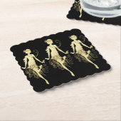 レトロフラッパーブラックバックグラウンド ペーパーコースター (アングル)