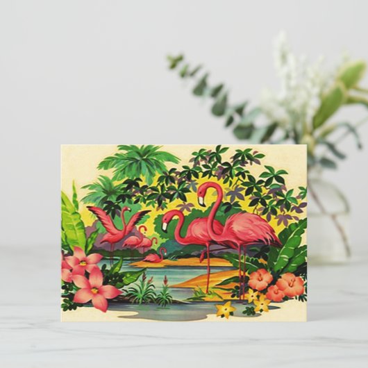 レトロフラミンかわいらしゴスプールパーティの招待状 招待状 (スタンド正面)