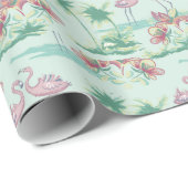 レトロフラミンゴアイランドラッピング紙 ラッピングペーパー (ロールコーナー)